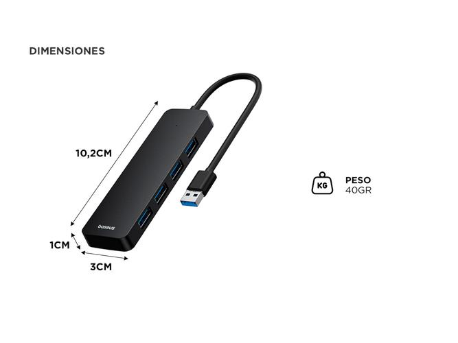Hub USB Baseus Cablea 15cm 4 Puertos USB A 30 - 3