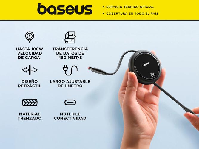 Mini Cable de Carga Retráctil Baseus Tipo-C 1M 100W - 1