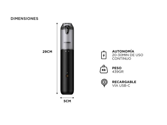 Aspiradora Para Auto Inalámbrica Baseus 30W Recargable  - 4