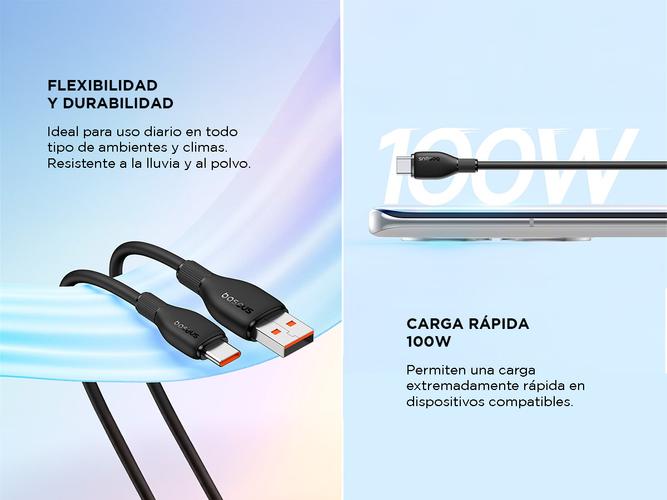 Cargador Baseus Pudding Series Cable USB a Tipo-C 100W 12m Carga Rápida - 3