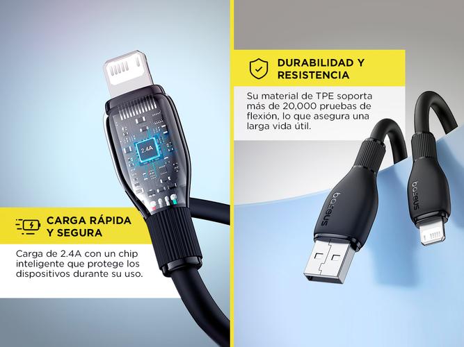 Cable de carga rápida Baseus Serie Pudding USB a iP 24A 12m - 2