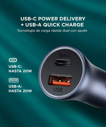 Cargador de Auto Baseus Golden Contactor Pro Dual USB-C 40W Chip Protección  - 2