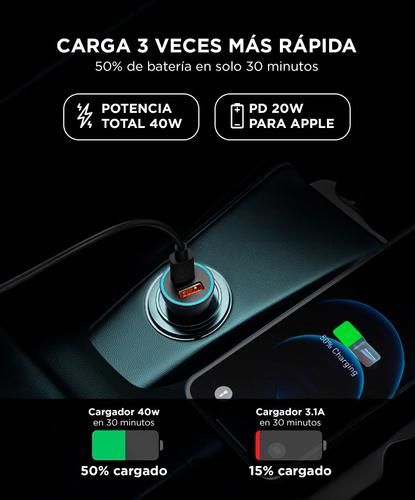 Cargador de Auto Baseus Golden Contactor Pro Dual USB-C 40W Chip Protección  - 4