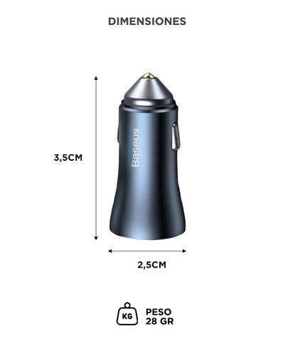 Cargador de Auto Baseus Golden Contactor Pro Dual USB-C 40W Chip Protección  - 5