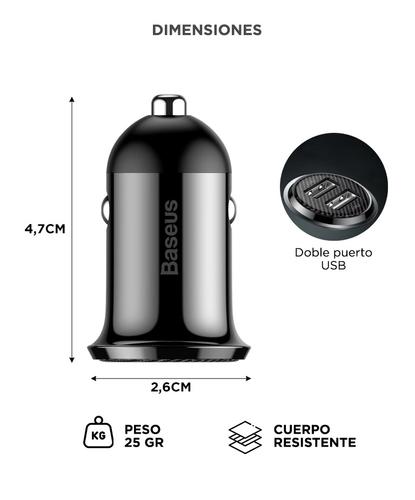 Cargador de Auto Baseus Grain Pro Dual USB 48A Universal Protección Sobrecarga - 3
