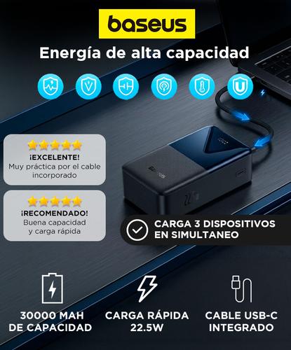  Power Bank Baseus EnerFill FC51 Bipow 2 Pro 30000mAh 225W Con Cable USB C Integrado Display Digital 3 Salidas - 1