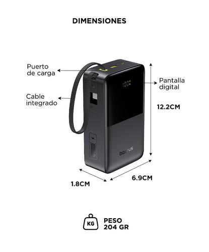  Power Bank Baseus EnerFill FC51 Bipow 2 Pro 30000mAh 225W Con Cable USB C Integrado Display Digital 3 Salidas - 6