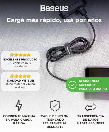 Cable USB A A Tipo C Baseus 1 Metro Carga Rapida 3A Transferencia Datos 480 Mbps Nylon Reforzado - 1