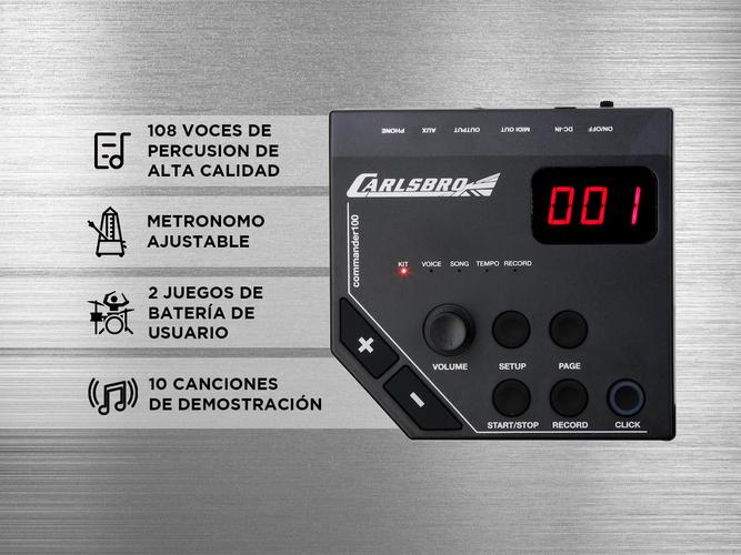 Bateria Electronica Carlsbro Club 100 R 5 Cuerpos Negra - 3