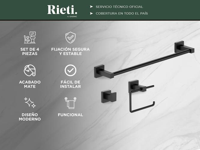 Set de Accesorios Para Baño Gadnic 4 Piezas Negro Matte  - 1
