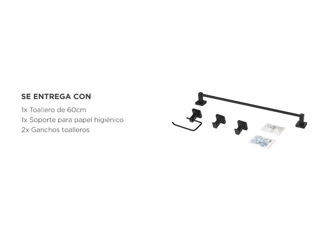 Set de Accesorios Para Baño Gadnic 4 Piezas Negro Matte  - 4