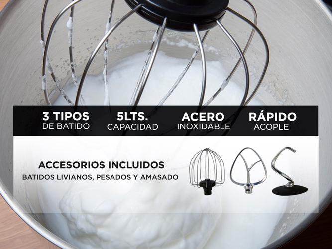 Batidora Planetaria Cuk By Gadnic B52 1200w Bowl Acero Inoxidable 5Lts 6 Velocidades - 3