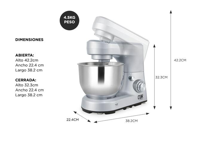 Batidora Planetaria Cuk By Gadnic B52 1200w Bowl Acero Inoxidable 5Lts 6 Velocidades - 5