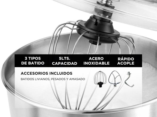 Batidora Planetaria Cuk By Gadnic B3050 1000w Bowl Acero Inoxidable 5lt 8 Velocidades - 3