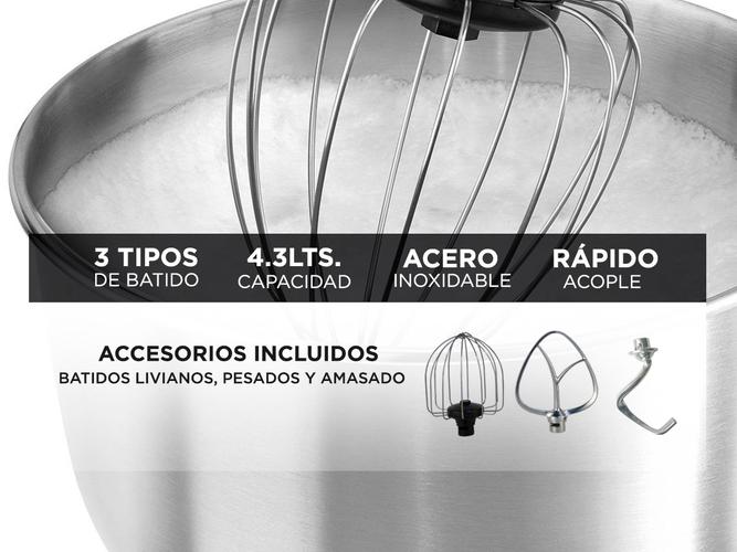 Batidora Planetaria Gadnic B1502 1000W 4.3L 6 Velocidades - 3