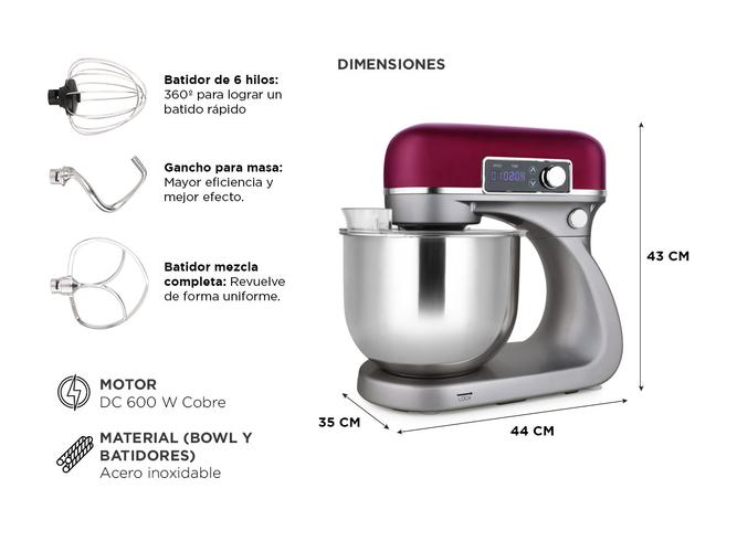 Batidora Planetaria Gadnic Cuerpo de Aluminio con Accesorios - 5