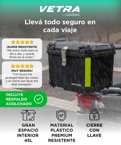 Baúl Trasero para Moto Vetra By Gadnic 45L Plástico Impermeable  con Cierre Llave  - 1