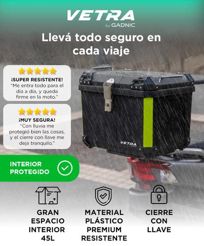 Baúl Trasero para Moto Vetra By Gadnic 45L Plástico Impermeable  con Cierre Llave  - 1