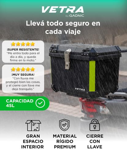 Baúl Trasero para Moto Vetra By Gadnic 45L Plástico Impermeable  con Cierre Llave  - 1