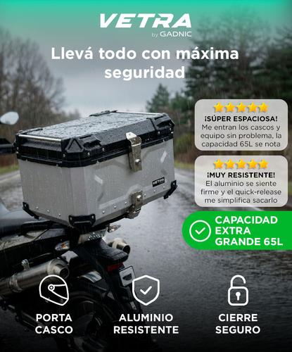 Baúl Trasero Para Moto Vetra By Gadnic 65L Aluminio  Porta Casco  - 1