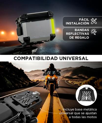 Baúl Top Case 65L Para Moto Vetra By Gadnic Trasero Aluminio  Porta Casco  - 4