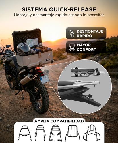 Baúl Trasero Para Moto Vetra By Gadnic 65L Aluminio  Porta Casco  - 4
