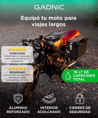 Kit x2 Baules Laterales Para Moto Vetra By Gadnic 38L Aluminio Equipaje Touring Universal - 1