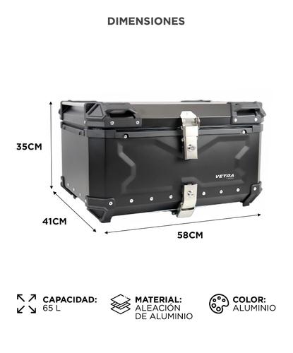 Baulera Moto 65L Vetra by Gadnic Aluminio Porta Casco - 5