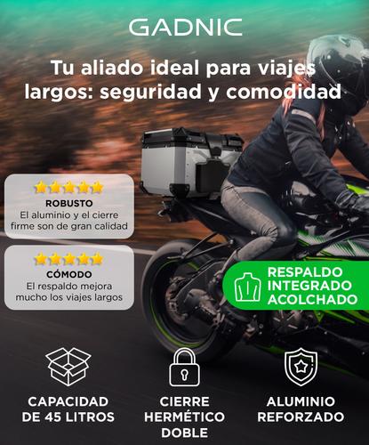 Baúl Para Moto Gadnic Aluminio 45 Litros Baulera Porta Casco Impermeable Cierre Con Llave - 1