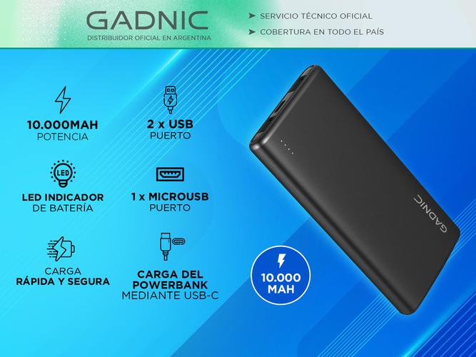 Power Banks Gadnic 10000 mAh Cargador Portable - 1