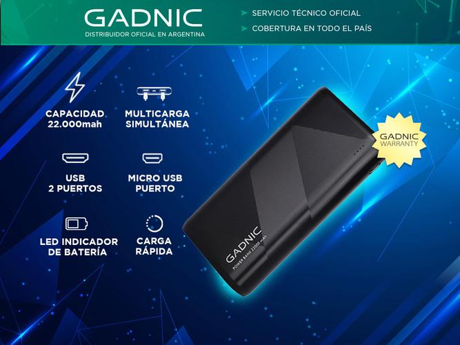 Cargador Portátil Gadnic Energy Power 22000 mAh 2 USB Carga Rápida - 1