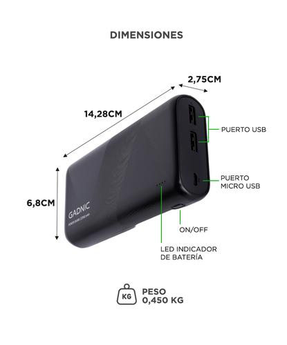 Cargador Portátil Gadnic Energy Power 22000 mAh 2 USB Carga Rápida - 5