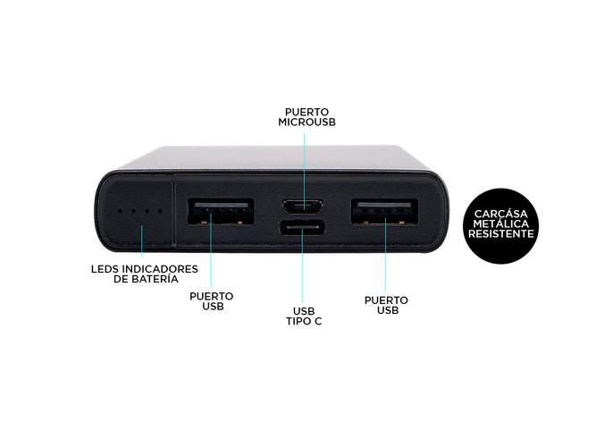 Power Bank Portatil Gadnic Metalico 15000 mAh - 4