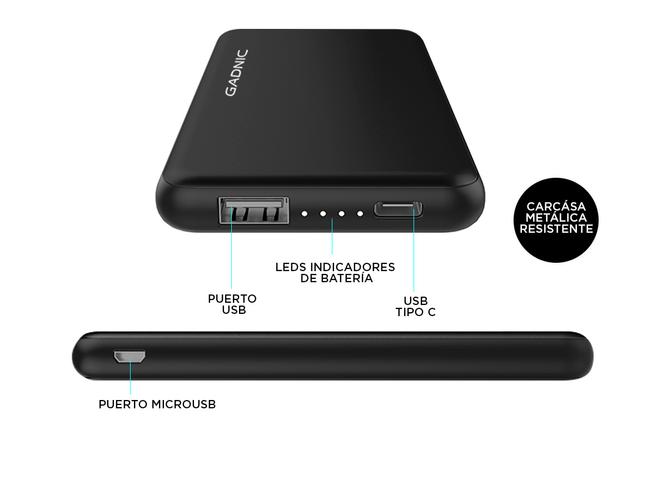 Kit Power Bank 15000 Mah + Cable Magnetico USB Lightning Type c - 5