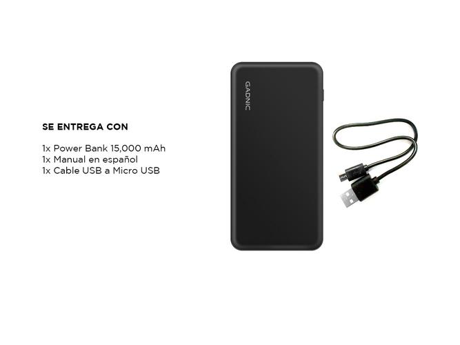 Cargador Portátil Gadnic K2-PB 15000 mAh Doble USB Carga Rápida USB C - 6