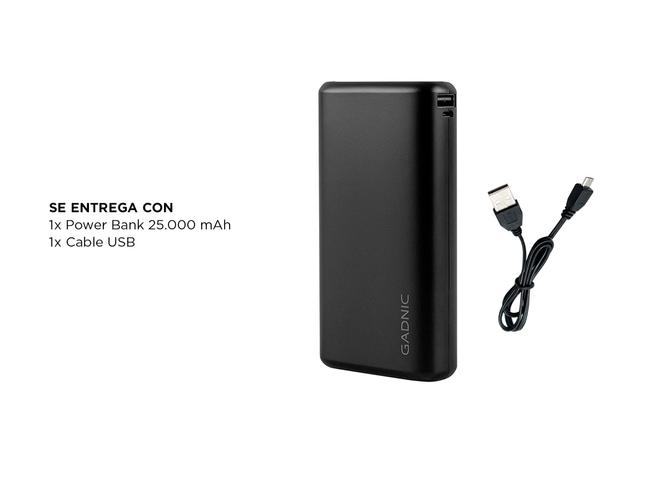 Cargador Portátil Gadnic K25 25000 mAh Carga Rápida 2 USB + USB C - 5