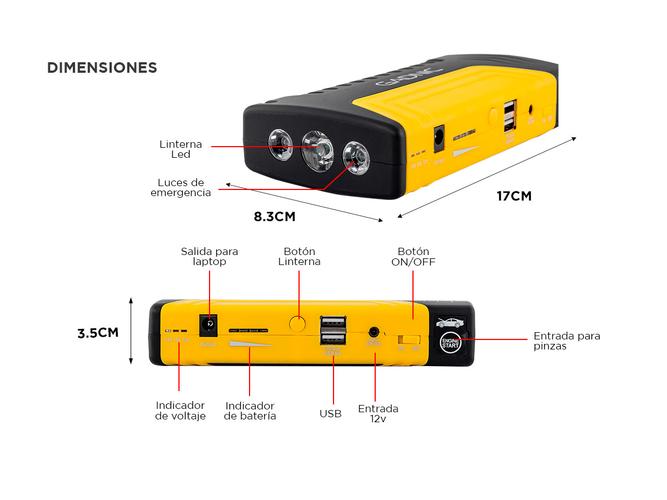 Arrancador Auto Moto Cargador Bateria Portatil Power Bank - 4