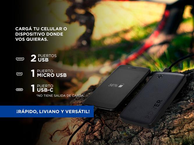 Cargador Portátil Gadnic B49BC 25000 mAh Carga Rápida 2USB - Micro USB - USB C - 3