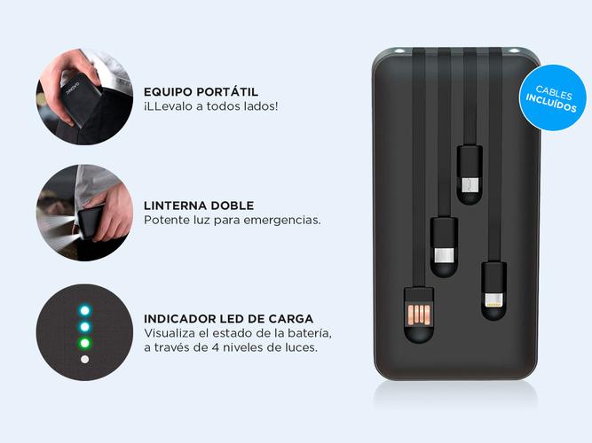 Power Bank Cargador 30000 Mah Gadnic Cable Micro Usb Tipo C iPhone - 4