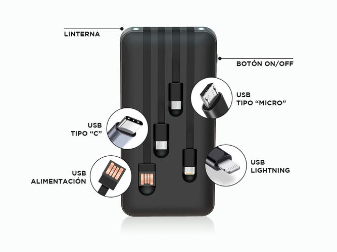 Power Bank Cargador 30000 Mah Gadnic Cable Micro Usb Tipo C iPhone - 5
