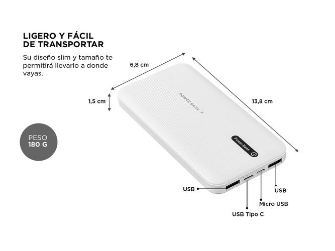 Power Bank Gadnic 15000mah Portatil Carga Rápida IOS Android  Outlet - 4