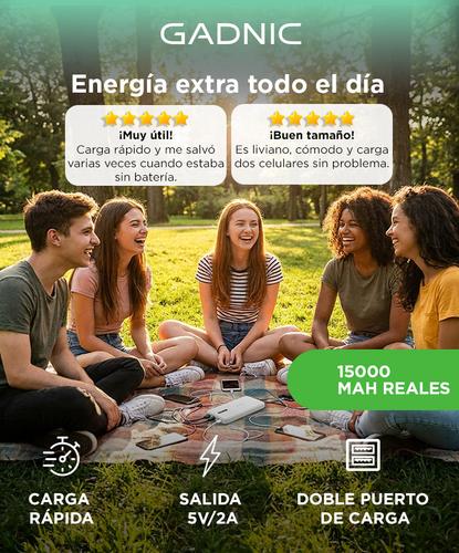 Power Bank Gadnic 15000mah Portatil Carga Rápida IOS Android  - 1