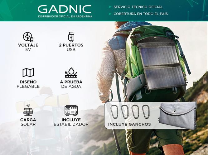 Panel Solar Plegable Portátil Gadnic Cargador USB Power Bank 30w  - 1