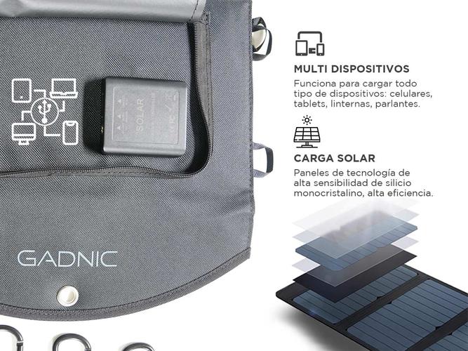 Panel Solar Plegable Portátil Gadnic Cargador USB Power Bank 30w  - 4