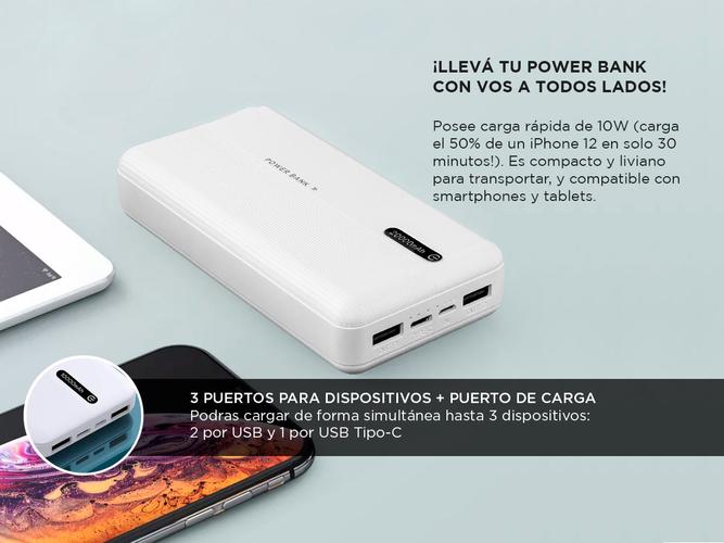 Power Bank Cargador portatil Gadnic 20000Mah Cable Micro Usb Tipo C - 2