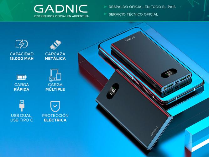 Power Bank Gadnic BC58U 15.000mah Metalico Carga Rápida  - 1