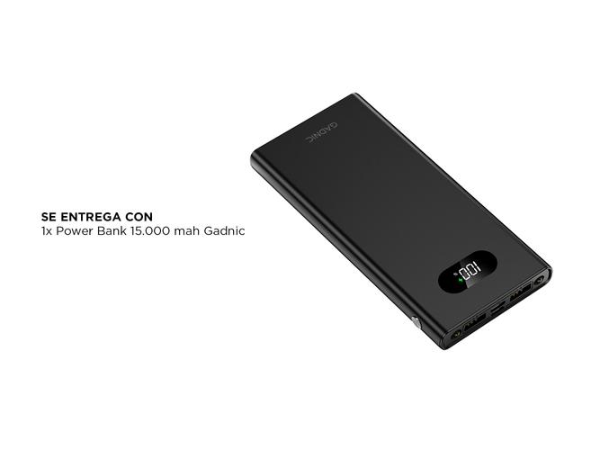 Power Bank Gadnic BC58U 15.000mah Metalico Carga Rápida  - 6