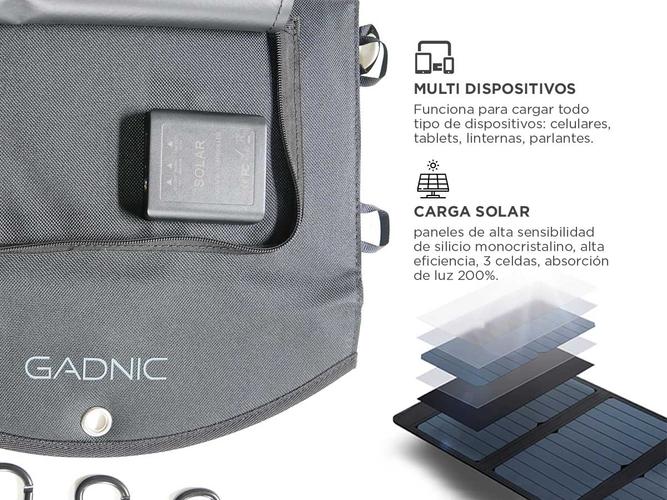 Panel Solar Plegable Portátil Gadnic Cargador USB 30w 3 Paneles  - 4
