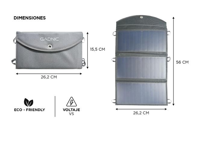 Panel Solar Plegable Portátil Gadnic Cargador USB 30w 3 Paneles  - 5