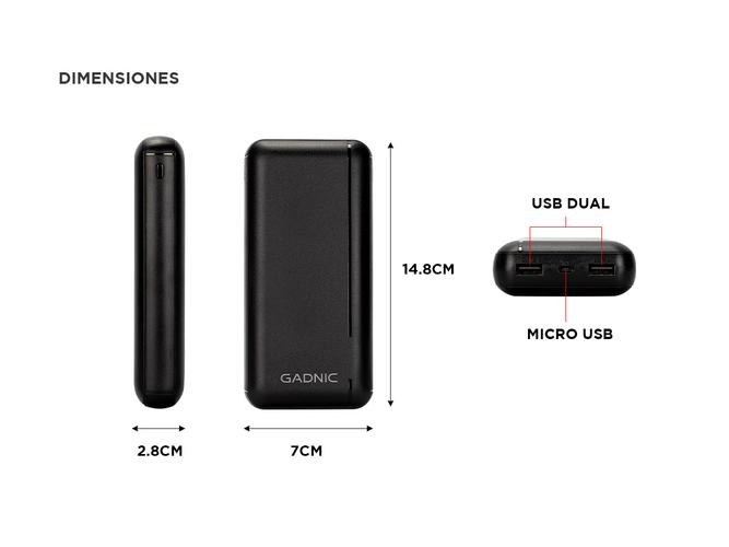 Kit Cargador Portátil y Cable Usb Magnetico Gadnic Carga Rápida - 5